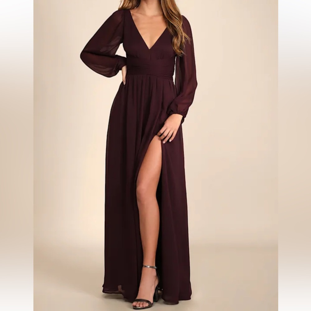 Lulu's Deep Burgundy Maxi Dress